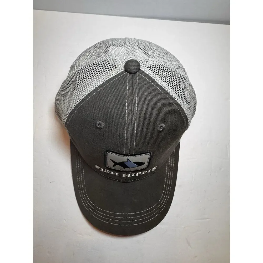 Fish Hippie Mesh Baseball Hat Blue Logo Beach Bum